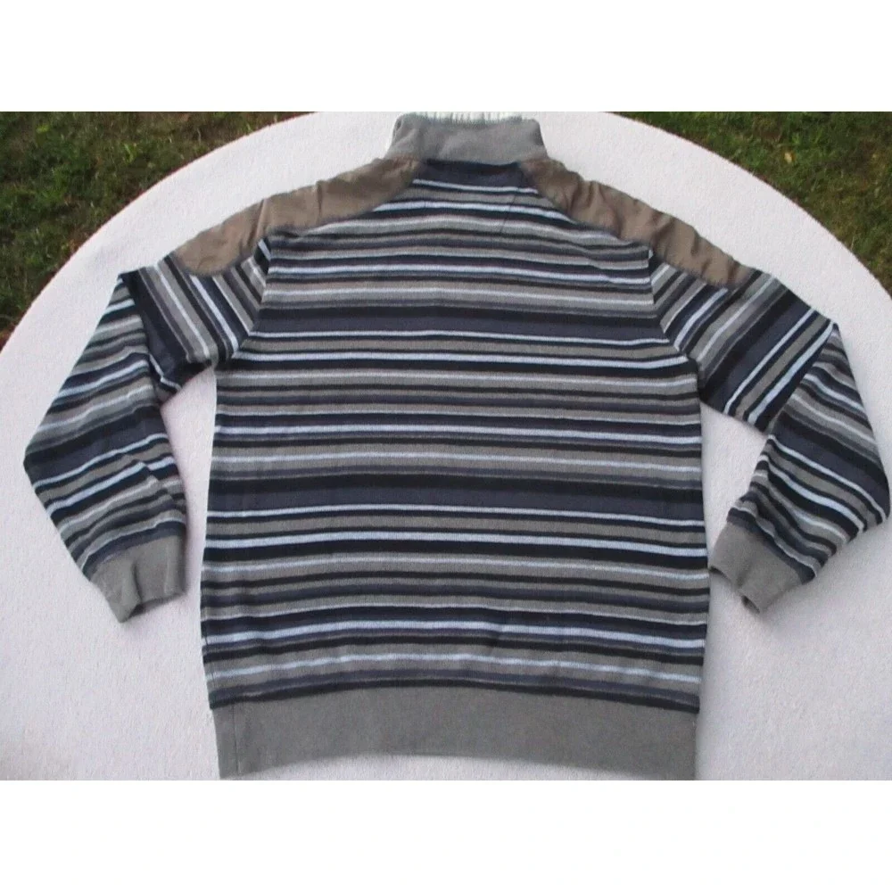 Douglas Defining Casual 1/2 Zip Sweater Mens M Blue/Grey Stripes Cotton Corduroy - Picture 4 of 12